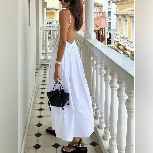 commense backless dress Pleated backless tiered cami dress - Yellow main image 1